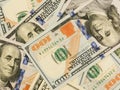 Background of 100 dollar bills close up. Royalty Free Stock Photo