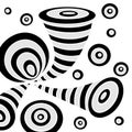 Background with doodle abstract deformation circles in black on white