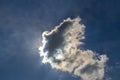 Background - Dramatic blue sky with cloud hiding sun and silver lining where the light shows through the edges Royalty Free Stock Photo