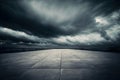 Background of Dramatic Gray Sky Clouds and Dark Concrete Floor Royalty Free Stock Photo