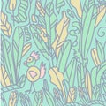 Background drawn by hand, foliage, nature, garden. Doodle style background. Flat design texture with plants plants Royalty Free Stock Photo