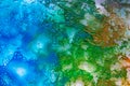 Background of dried spilled watercolor blue and green paint Royalty Free Stock Photo