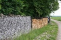 Background of dry chopped firewood logs in a pile Royalty Free Stock Photo