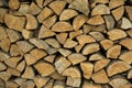 Background of dry chopped firewood logs in a pile. Wall of firewood. Alternative fuel concept Royalty Free Stock Photo