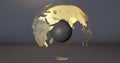 A background with the Earth planet with some parts invisible and with a sphere in its middle, which shows the Europe and Asia cont