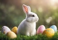 Background with Easter bunny and copyspace. Vector. stock illustrationEaster, Bunny, Backgrounds, Rabbit - Animal, Baby
