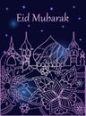 Background eid mubarak with easten town Royalty Free Stock Photo