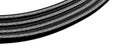 A background of an Elegant and Modern 3D Rendering image of a dark grey isolated carbon fiber cable with a metallic curve