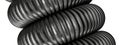 A background of an Elegant and Modern 3D Rendering image with enlarged rope rings on the dark grey isolated carbon fiber cable