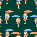Background of elves boys sitting on the mushrooms Royalty Free Stock Photo