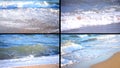 4 in 1. Background empty sand and incident on a wave, top view.