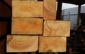 Background ends of the boards. The ends of the lumber. Pine ends. Wood background. Wood texture Royalty Free Stock Photo