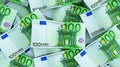 Background of 100 euros bills, 100 euro banknotes, european money Royalty Free Stock Photo