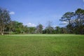 Background of evening golf course has sunlight shining down at golf course in Thailand. Nice scenery on a golf course at a late Royalty Free Stock Photo