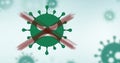 Background of evil virus disease illustration with copy space as banner. Corona, covid-19, global pandemic concept