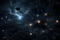 Background explosion of stars cluster takes shape in the solar system.