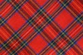 fabric with red and blue Tartan-type Scottish designs and yellow Royalty Free Stock Photo