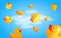 Background with fallind rubber ducks Royalty Free Stock Photo