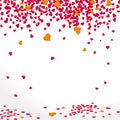 Background with falling hearts in red