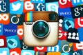 Background of famous social media icons with Instagram