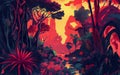 Background of fantasy colorful jungles.