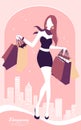 Background with fashion girl and shopping bags Royalty Free Stock Photo