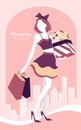 Background with fashion girl and shopping bags Royalty Free Stock Photo