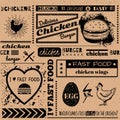 Background with fast food symbols. Menu pattern. Royalty Free Stock Photo