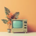 Retro Vintage Television Set With Distinctive Color Scheme Design Royalty Free Stock Photo