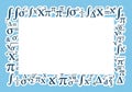 Background features various formulas and symbols such as integrals, Royalty Free Stock Photo