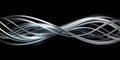 This is a background image in which silver intersecting streamlines are drawn with a brush on a black background Royalty Free Stock Photo