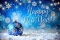 Happy New Year Christmas Snowing Ball Background Royalty Free Stock Photo