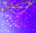 Mardi Gras purple background with shiny and green confetti. Royalty Free Stock Photo