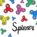 Background with fidget spinner text hand lettering calligraphy