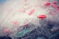 Background of fishing nets and floats Royalty Free Stock Photo