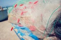 Background of fishing nets and floats Royalty Free Stock Photo