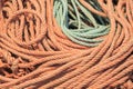 Rope textures on harbor. Royalty Free Stock Photo