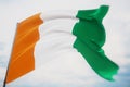 Waving flags of the world - flag of Cote Ivoire. Shot with a shallow depth of field, selective focus. 3D illustration. Royalty Free Stock Photo