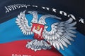 Waving flags of the world - flag of The Donetsk People's Republic, DPR or DNR. Closeup view, 3D illustration.