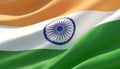 Waved highly detailed close-up flag of India. 3D illustration