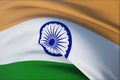 Waving flags of the world - flag of India. Closeup view, 3D illustration.