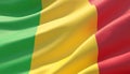 Waved highly detailed close-up flag of Mali. 3D illustration