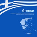 Background with flag, mosaic map of greece. Greece flag on a white background. National poster design. Business booklet. State