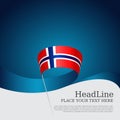 Background with flag of norway. National norwegian poster. Flag of norway with wavy ribbon on a blue white background. Vector