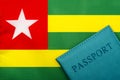 On the background of the flag of Togo is a passport