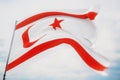 Waving flags of the world - flag of Turkish Republic of Northern Cyprus. Shot with a shallow depth of field, selective Royalty Free Stock Photo