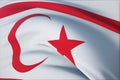 Waving flags of the world - flag of Turkish Republic of Northern Cyprus. Closeup view, 3D illustration. Royalty Free Stock Photo