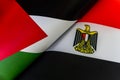 Background of the flags of the Egypt, palestine. The concept of interaction or counteraction between two countries. International