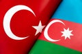 Background of the flags of the turkey, azerbaijan. The concept of interaction or counteraction between two countries.