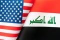 Background of the flags of the USA, iraq. concept of interaction or counteraction between the two countries. International